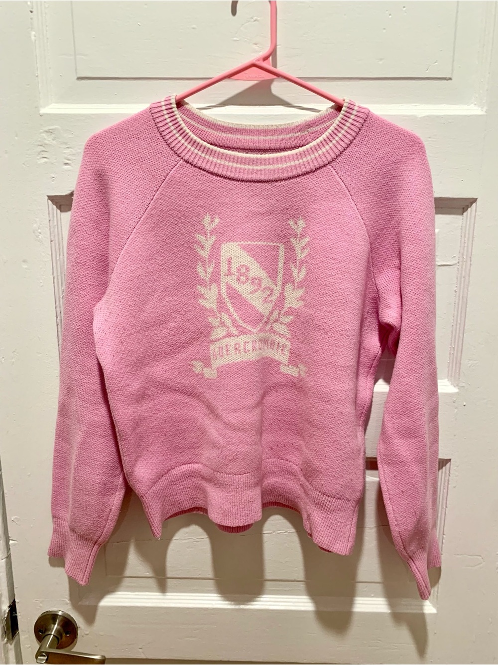 Abercrombie Women's Pink Crewneck Sweater with Crest